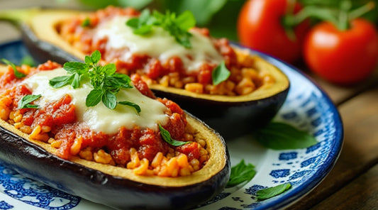 Papoutsakia, Greek Stuffed Eggplant