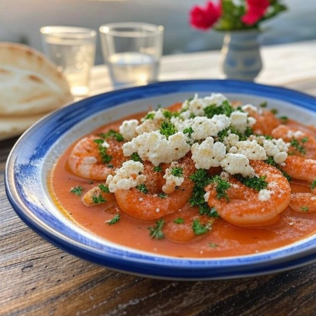 Greek Shrimp Sagnaki made with high polyphenol olive oil